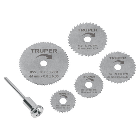 Kit de minidiscos sierra para herramienta rotativa, 5 piezas