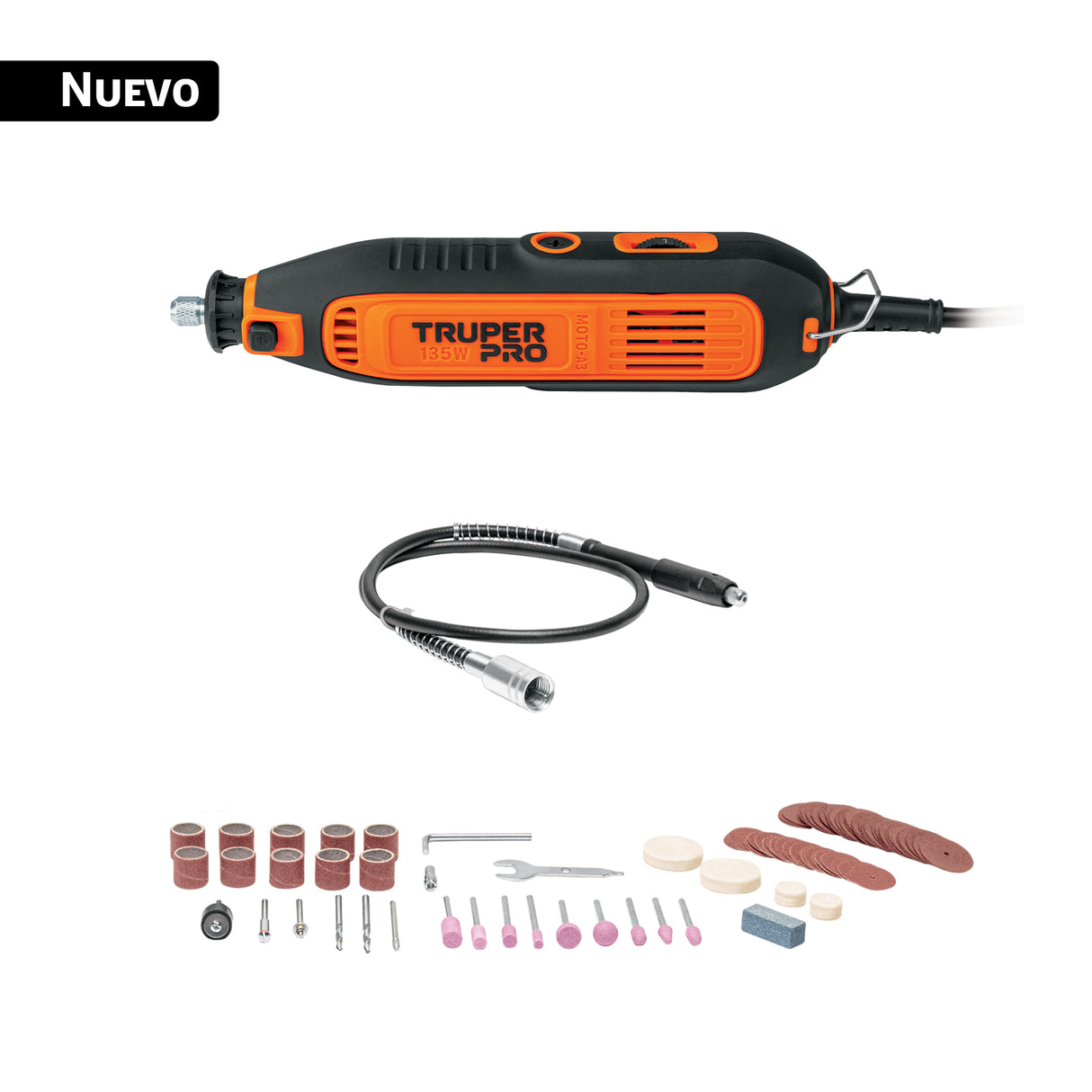 Herramienta Rotativa 135 W con 97 Accesorios, Truper Pro