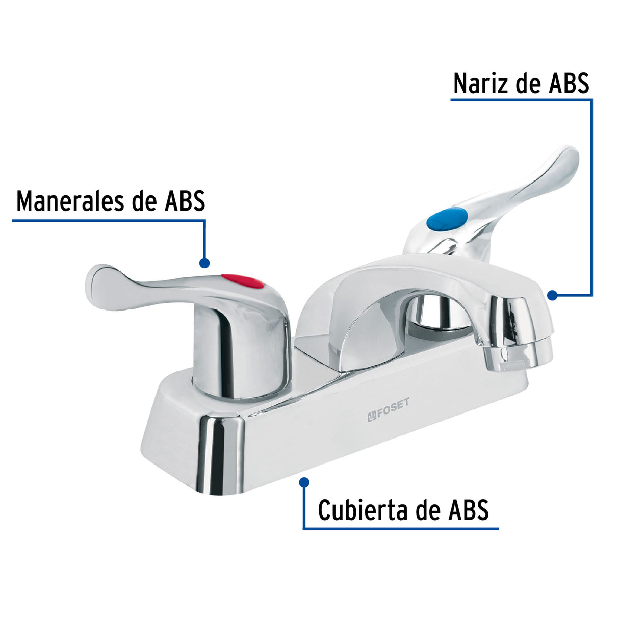 Mezcladora 4' Lavabo, ABS, Palanca, Basic