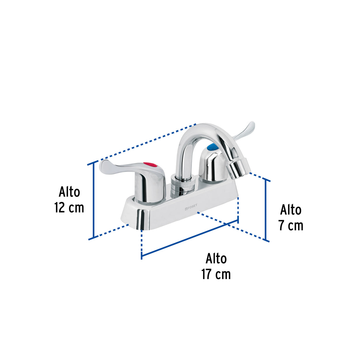 Mezcladora 4' Lavabo, ABS, Cuello Curvo, Palanca, Basic
