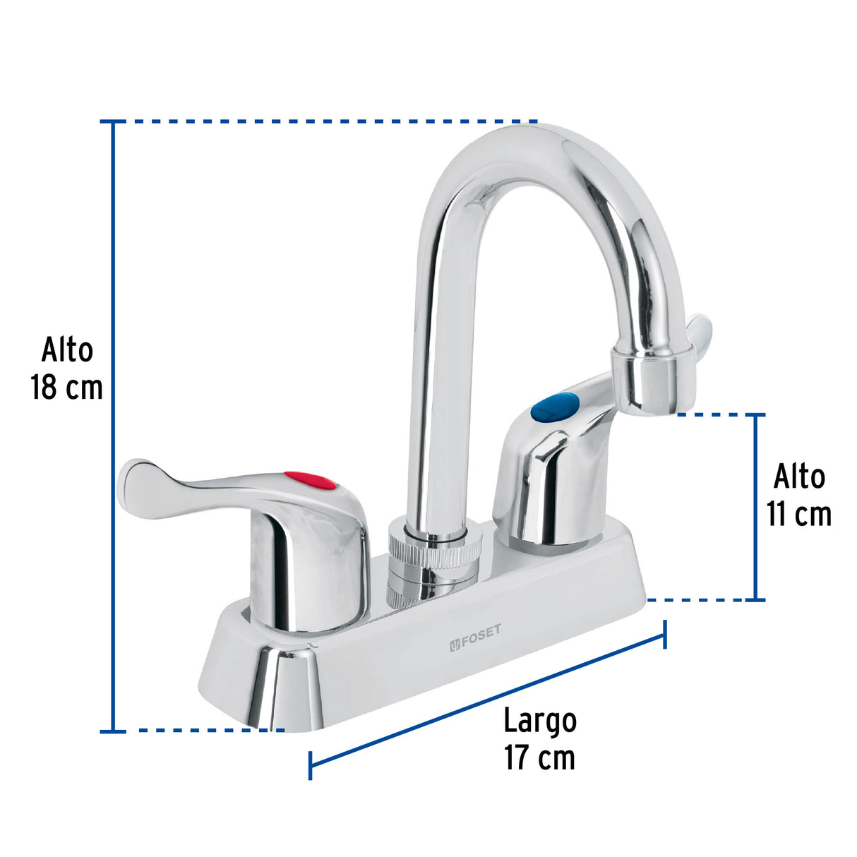 Mezcladora 4' Lavabo, ABS, Cuello Bar, Palanca, Basic