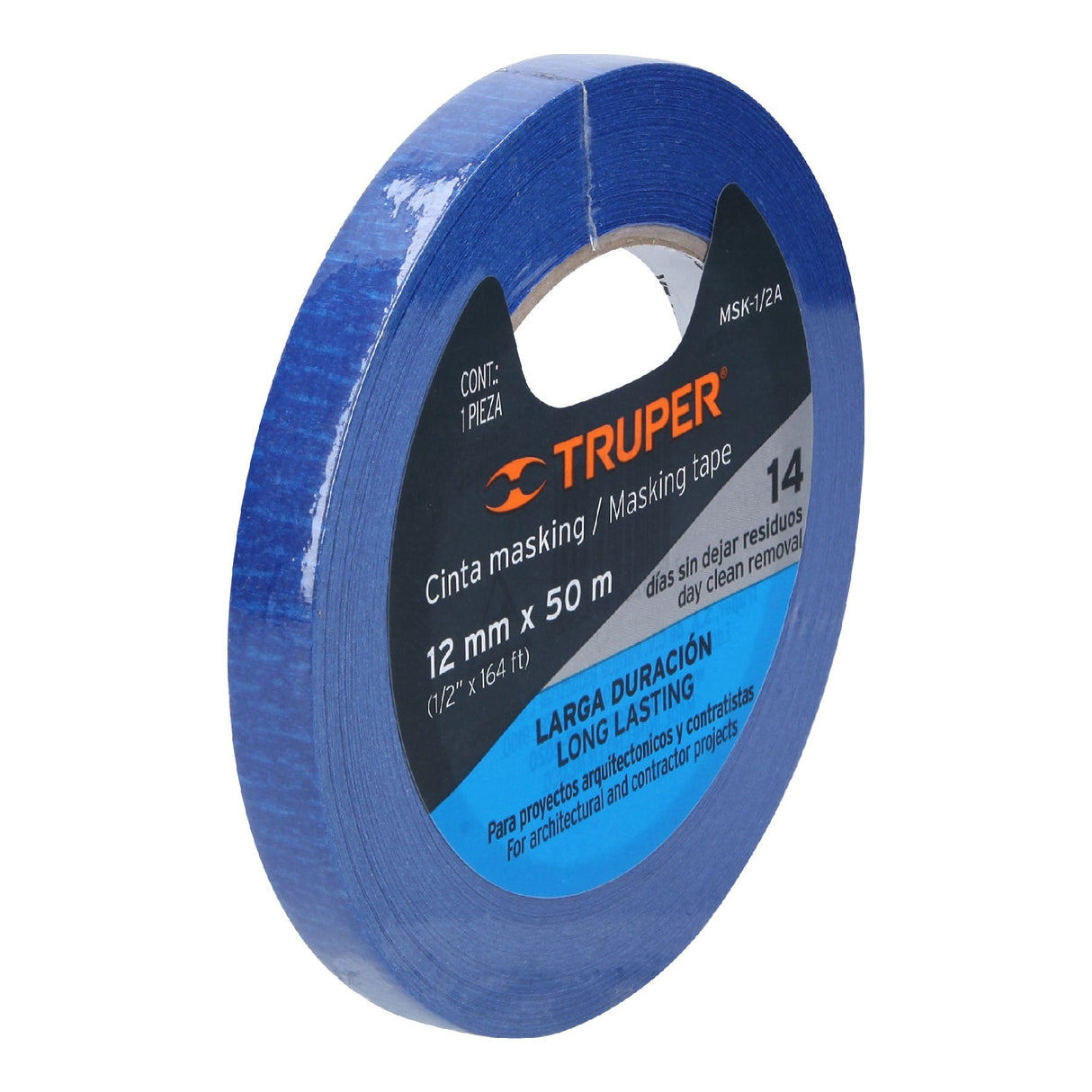 Cinta Masking Tape Azul de 1/2' X 50 m para Pintor, Truper