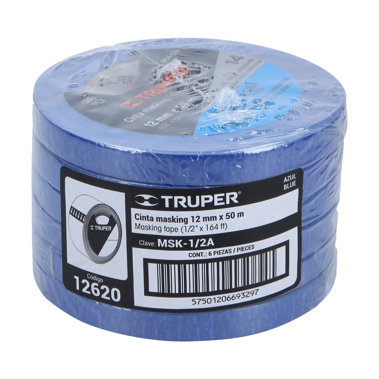 Cinta Masking Tape Azul de 1/2' X 50 m para Pintor, Truper