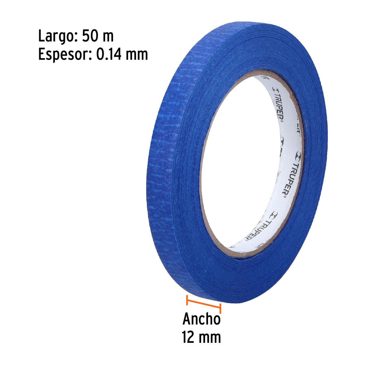 Cinta Masking Tape Azul de 1/2' X 50 m para Pintor, Truper