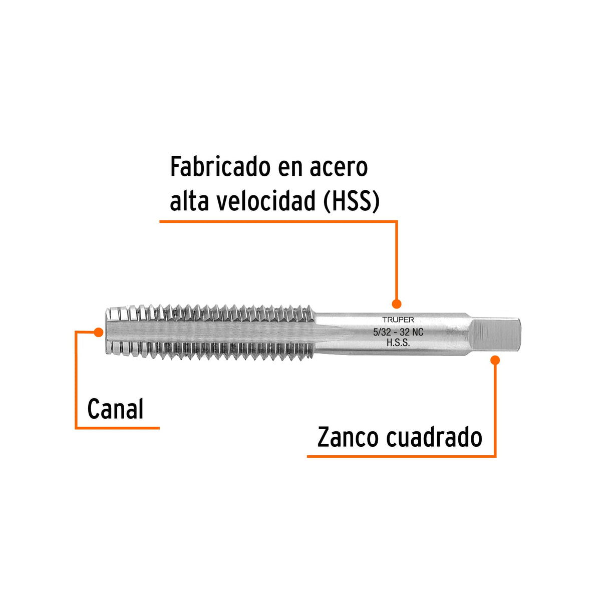 Machuelo Semicónico 5/32' X 32 Cuerda Gruesa, Truper
