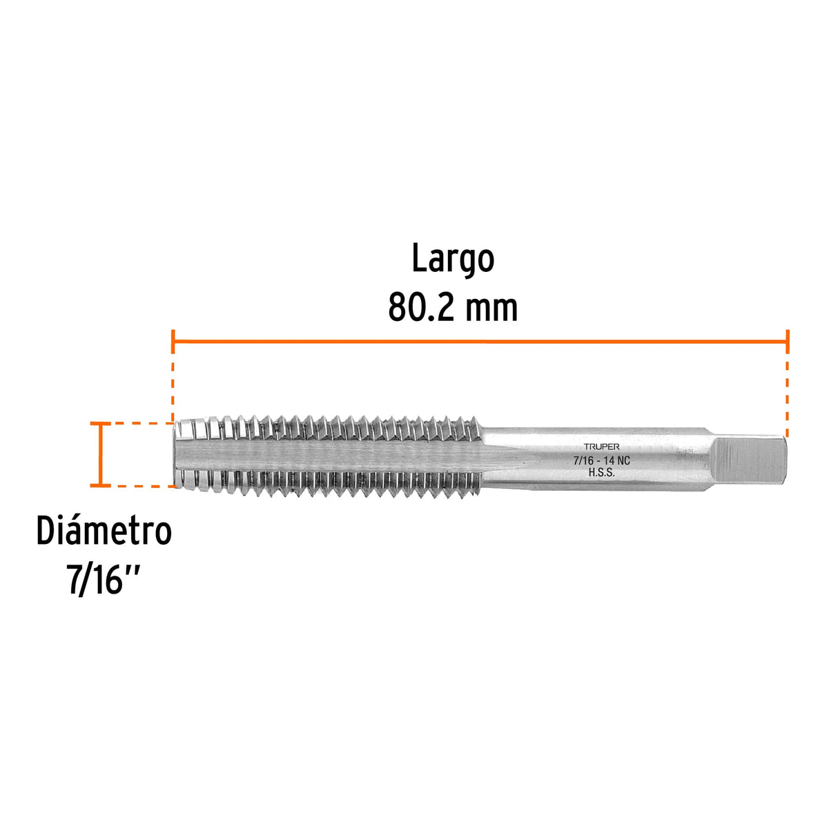 Machuelo Semicónico 7/16' X 14 Cuerda Gruesa, Truper