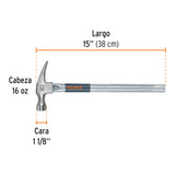 Martillo Tubular Pulido 16 Oz Uña Recta, Truper