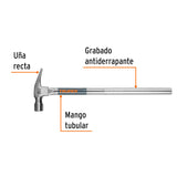 Martillo Tubular Pulido 20 Oz Uña Recta, Truper