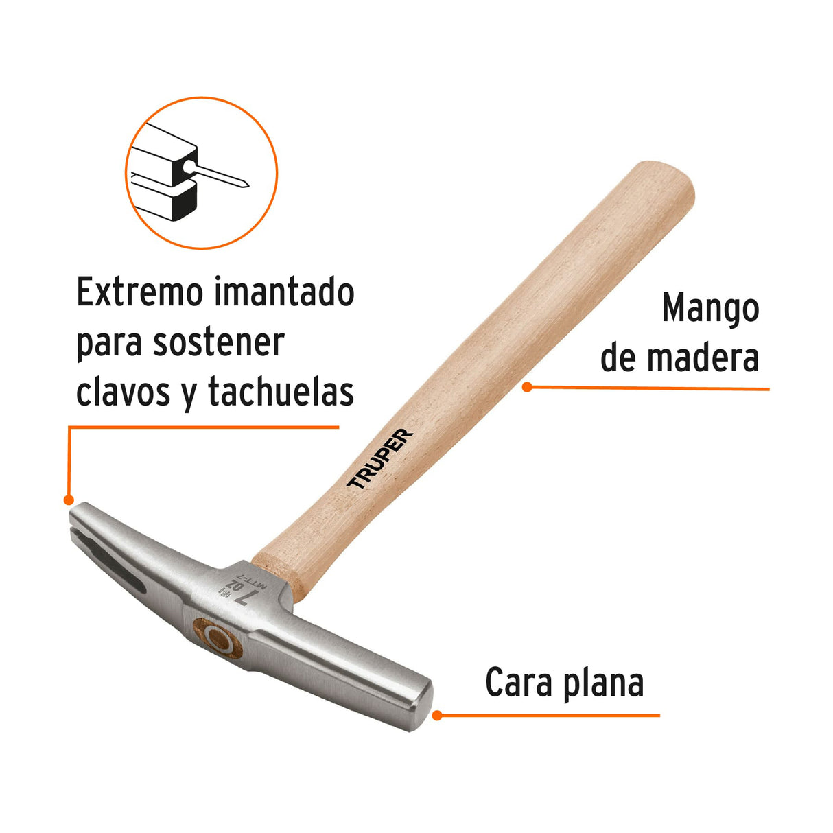 Martillo 7 Oz Tapicero, Mango 12', Truper