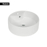 Lavabo de Porcelana de Sobreponer Redondo, Blanco, Foset