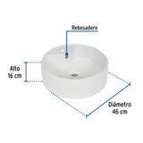 Lavabo de Porcelana de Sobreponer Redondo, Blanco, Foset