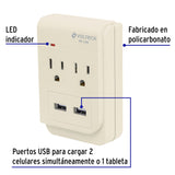 Multicontacto, 2 Entradas y 2 Entradas USB, 2 Polos + Tierra