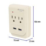 Multicontacto, 2 Entradas y 2 Entradas USB, 2 Polos + Tierra