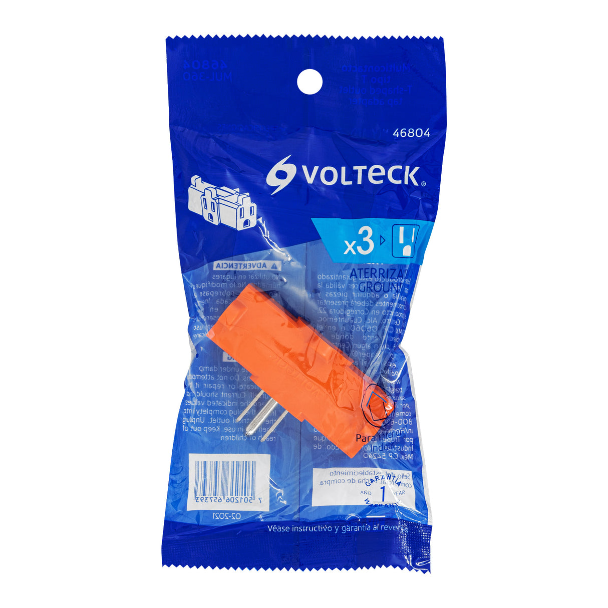 Multicontacto Triple Aterrizado, Tipo 'T' Reforzado, Volteck