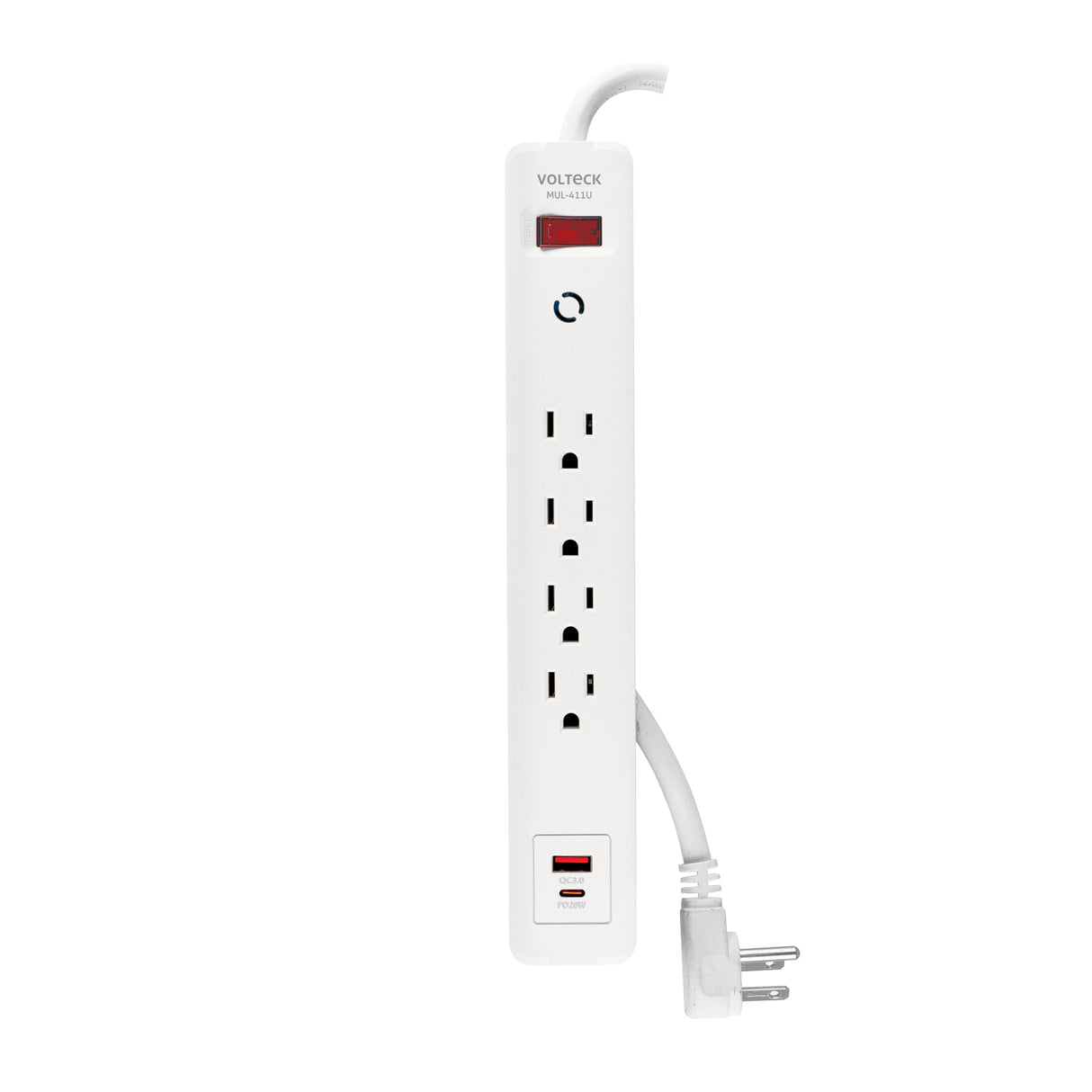 Multicontacto 4 Entradas, 1 USB a + 1 USB C, Blanco, Volteck