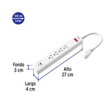 Multicontacto 4 Entradas, 1 USB a + 1 USB C, Blanco, Volteck