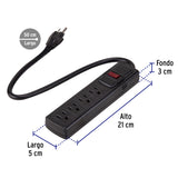 Multicontacto Doméstico con 4 Entradas, Negro, Volteck