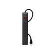 Multicontacto 16 AWG doméstico con 6 entradas, negro Volteck