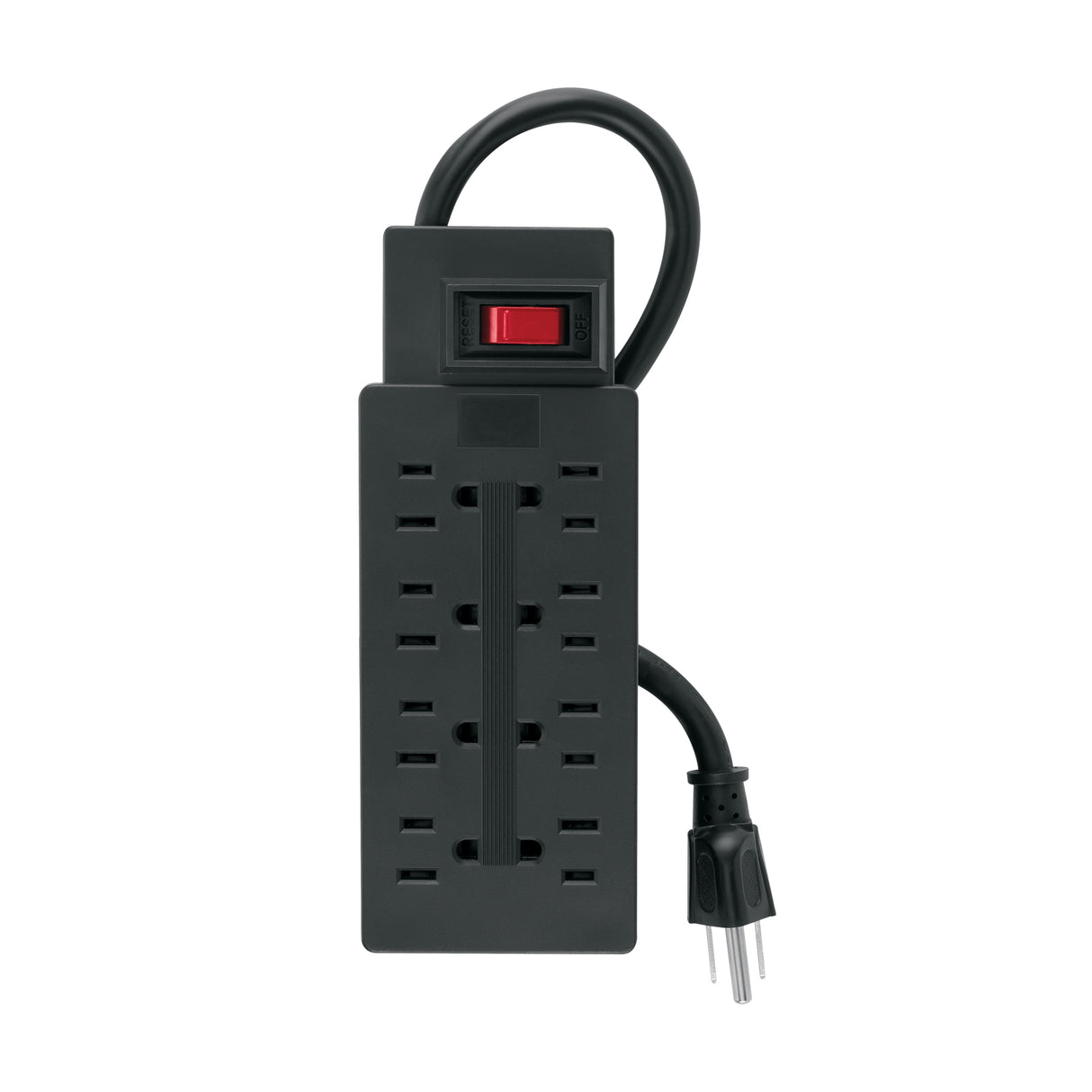 Multicontacto de Uso Rudo con 8 Entradas, Negro, Volteck