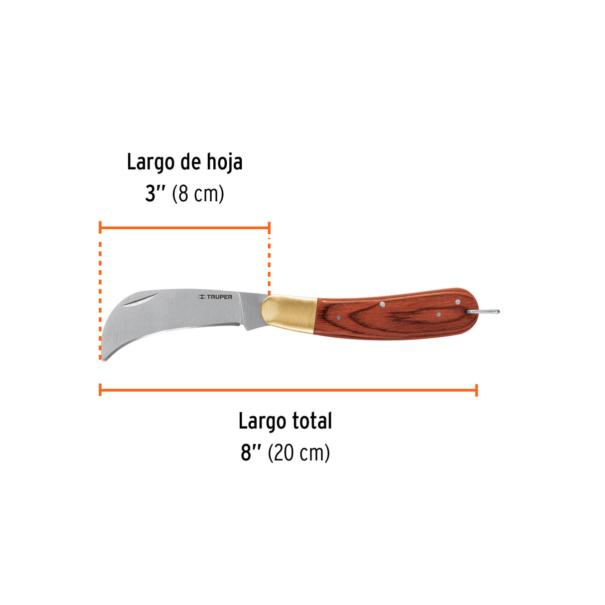 Cuchillo Abatible 8' para Electricista Mango Madera, Truper