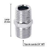 Niple de Acero, Macho-macho, Cuerda 1/4' NPT, Pretul