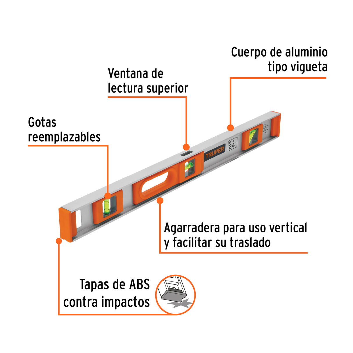 Nivel Profesional de 24' con Protección de ABS, Truper