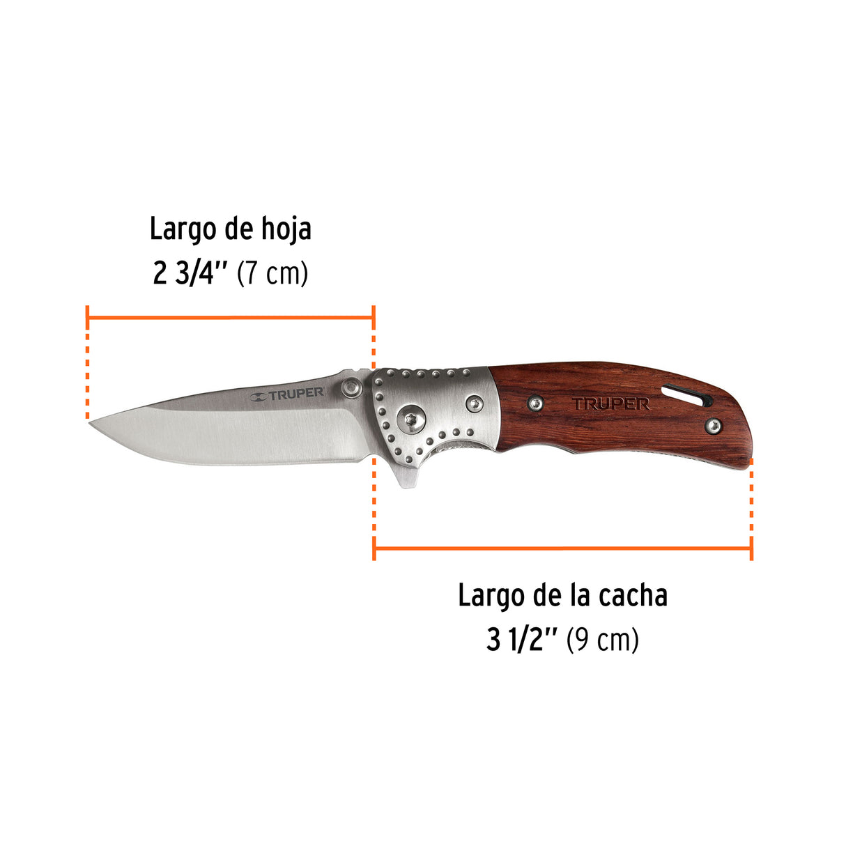 Navaja Abatible 3-1/2' Mango de Madera, Truper