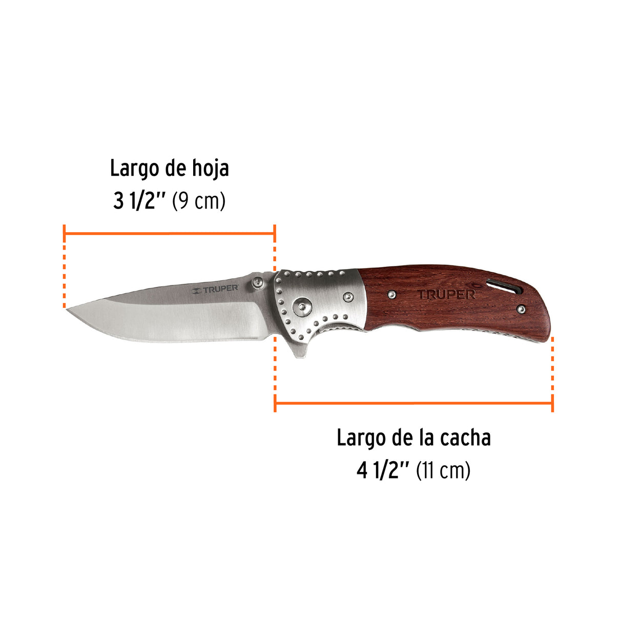 Navaja Abatible 4-1/2' Mango de Madera, Truper