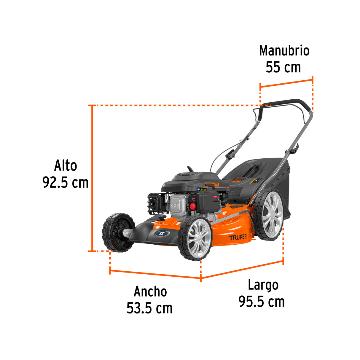 Podadora con Motor a Gasolina de 6 HP, 22' de Corte, Truper