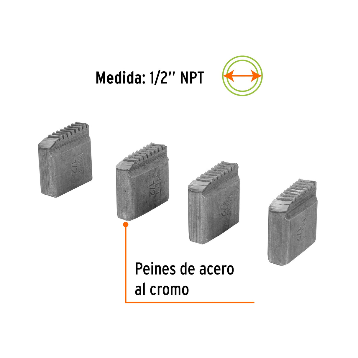 Juego de 4 Peines 1/2' para Tarrajas TA-850 y TA-851, Truper
