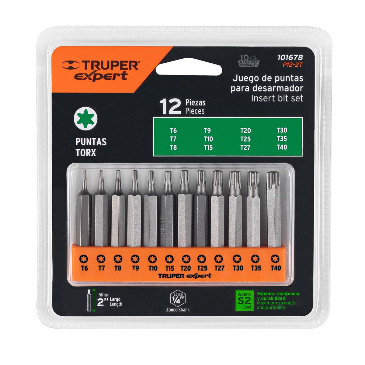 Juego de 12 Puntas Torx Combinadas Largo 2', Truper Expert