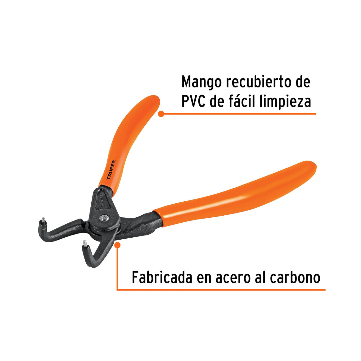Pinza Punta a 90° 6-3/4' para Cerrar Anillos, Mango de PVC