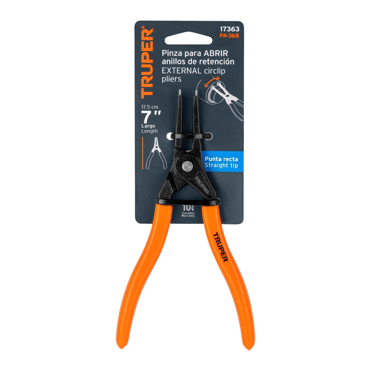 Pinza Punta Recta 7' para Abrir Anillos, Mango de PVC