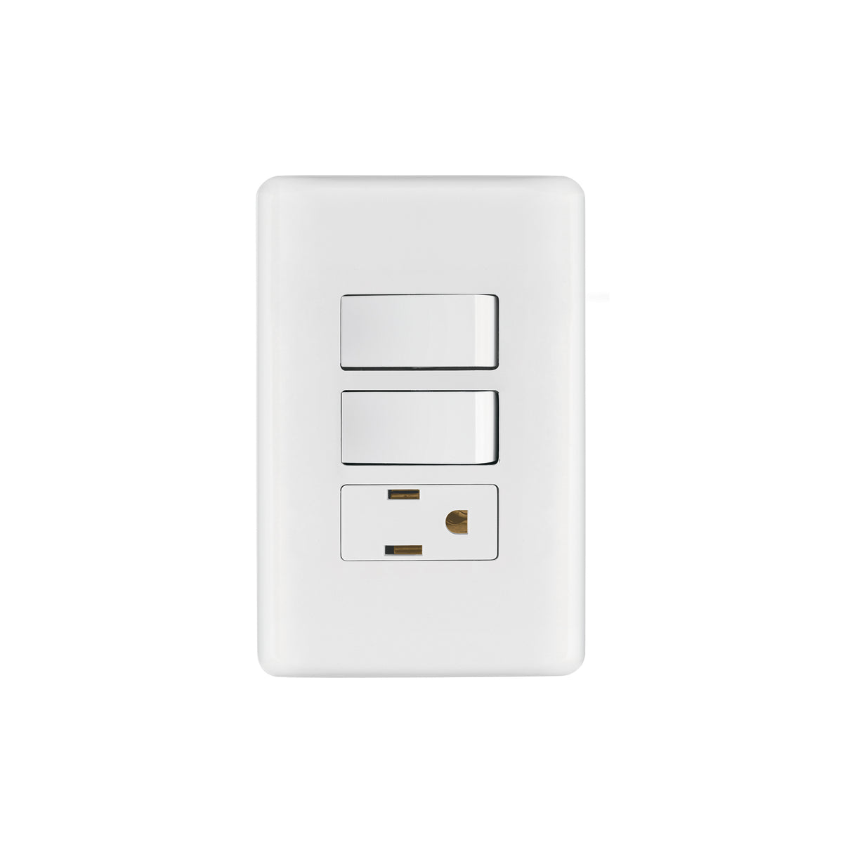 Placa Armada con Contacto y 2 Interruptores Sencillos, Basic