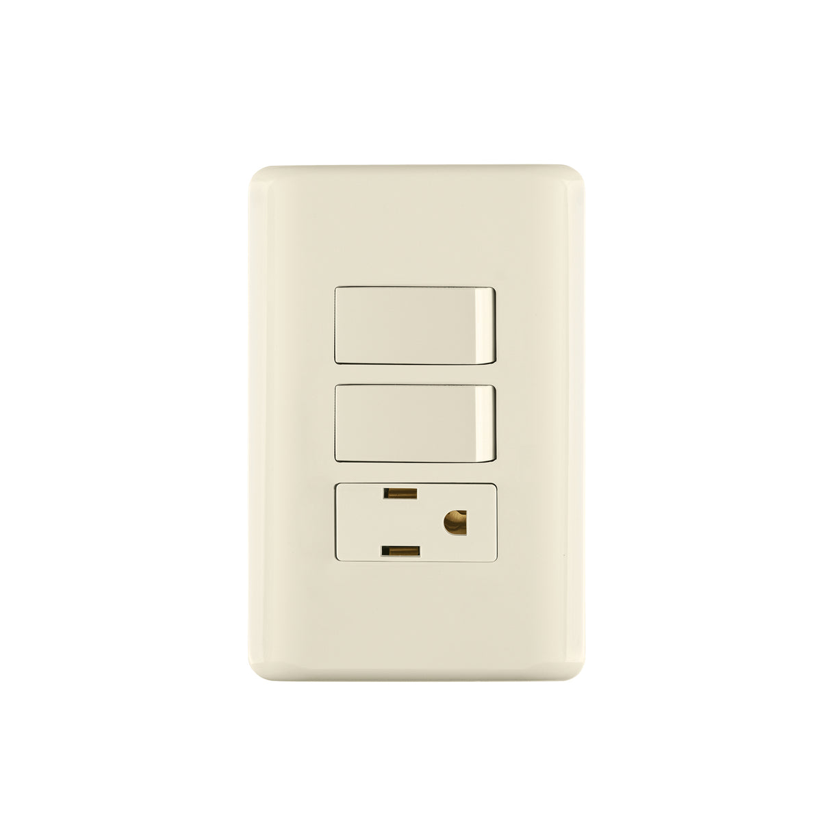 Placa Armada 2 Interruptores y Contacto, Marfil, Basic
