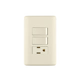Placa Armada 2 Interruptores y Contacto, Marfil, Basic
