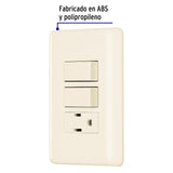 Placa Armada 2 Interruptores y Contacto, Marfil, Basic