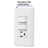 Placa Armada con Contacto y 2 Interruptores Sencillos, Basic