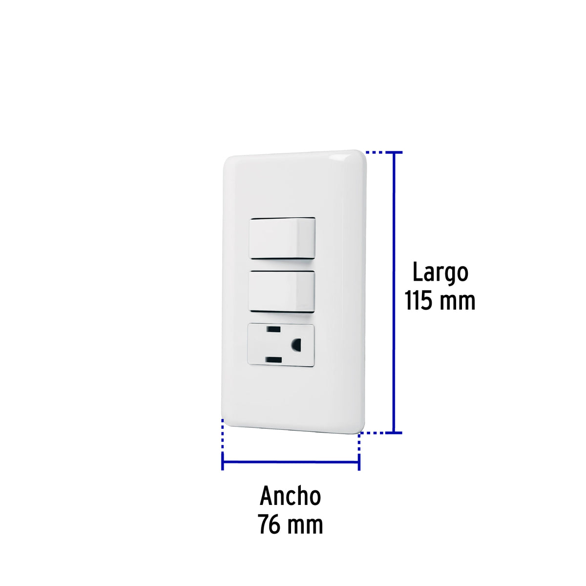 Placa Armada con Contacto y 2 Interruptores Sencillos, Basic