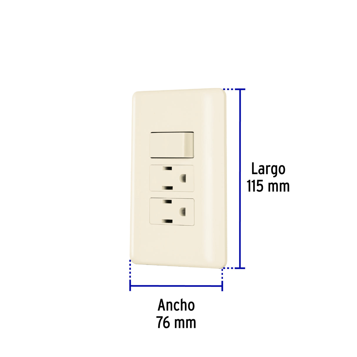 Placa Armada Interruptor y 2 Contactos, Marfil, Basic