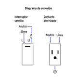 Placa Armada 2 Interruptores, 1 Contacto, 1mod, Española, Blanco