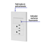 Placa Armada 1 Interruptor, 2 Contactos, 1mod, Española, Blanco