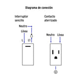 Placa Armada 1 Interruptor, 2 Contactos, 1mod, Española, Blanco