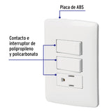 Placa Armada Contacto 2 Interruptores, Blanco, Línea Italiana