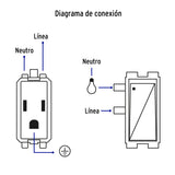 Placa Armada Contacto 2 Interruptores, Negro, Línea Italiana