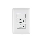 Placa Armada 2 Contactos E Interruptor, Blanco, Línea Italiana