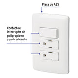 Placa Armada 2 Contactos E Interruptor, Blanco, Línea Italiana
