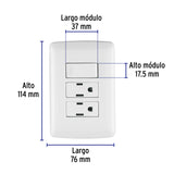 Placa Armada 2 Contactos E Interruptor, Blanco, Línea Italiana