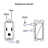 Placa Armada 2 Contactos E Interruptor, Negro, Línea Italiana