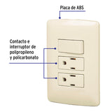Placa Armada 2 Contactos E Interruptor, Marfil, Línea Italiana